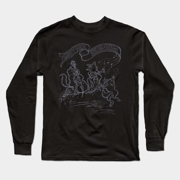 Grey Fox Reunion (gray on black) Long Sleeve T-Shirt by katgaddis